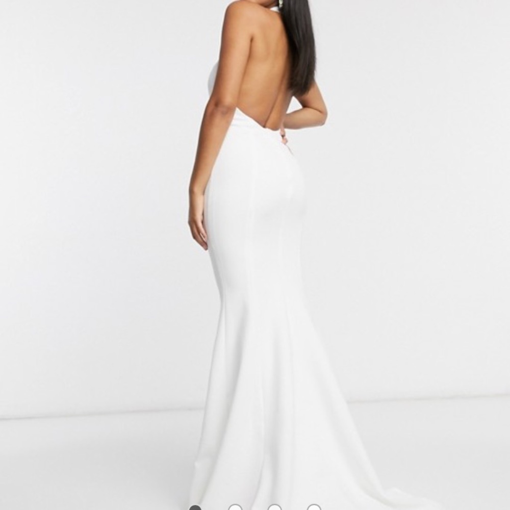 ASOS white halter backless dress